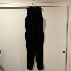 Vince jumpsuit in black crepe drawstring waist  and elastic bottom